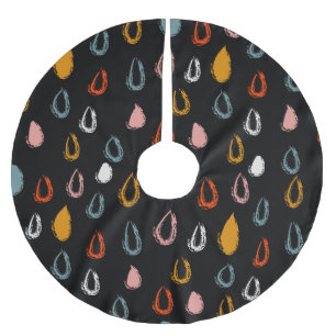 Abstract boho raindrops, tribal doodle. brushed polyester tree skirt