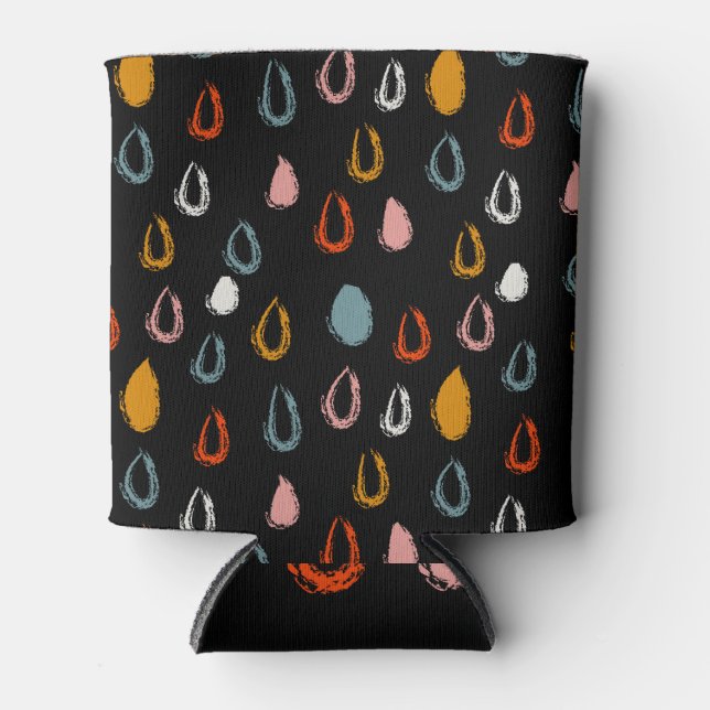 Abstract boho raindrops, tribal doodle. can cooler (Front)