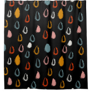 Abstract boho raindrops, tribal doodle. shower curtain