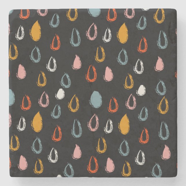 Abstract boho raindrops, tribal doodle. stone coaster (Front)