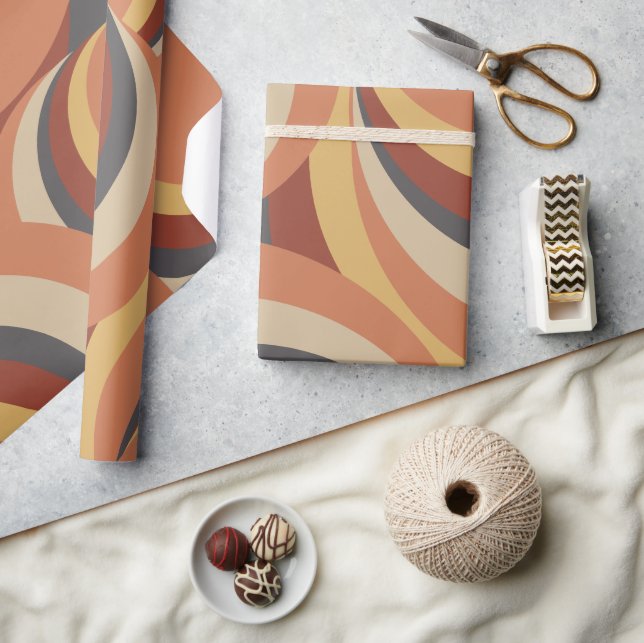Abstract Boho Retro Wavy Lines Wrapping Paper (Crafts)