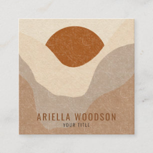 Abstract Boho Terracotta Sand Sun Square Business Card