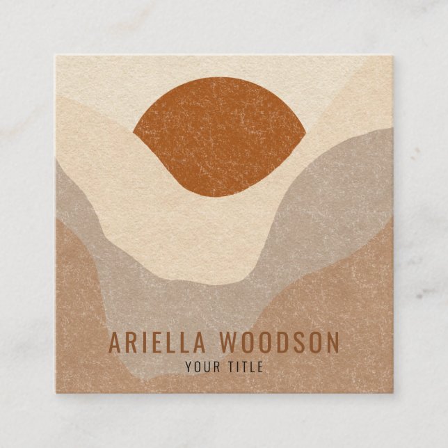 Abstract Boho Terracotta Sand Sun Square Business Card (Front)