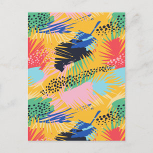 Abstract Boho Tropical Palm Leaves Holiday Postcard