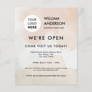 Abstract Boho Watercolor Logo Grand Opening Flyer