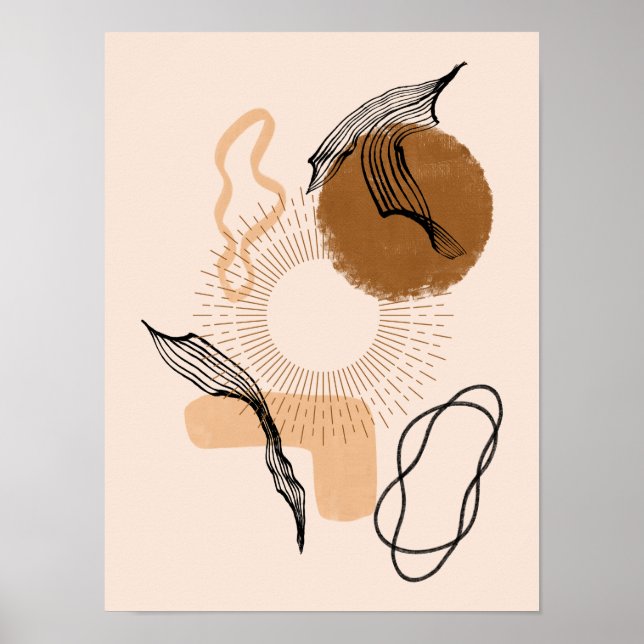 Abstract Boho Women Illustration , Earthy Tones  Poster (Front)