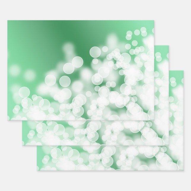 Abstract Bokeh Green Glowing  Pattern Wrapping Paper Sheet (Set)