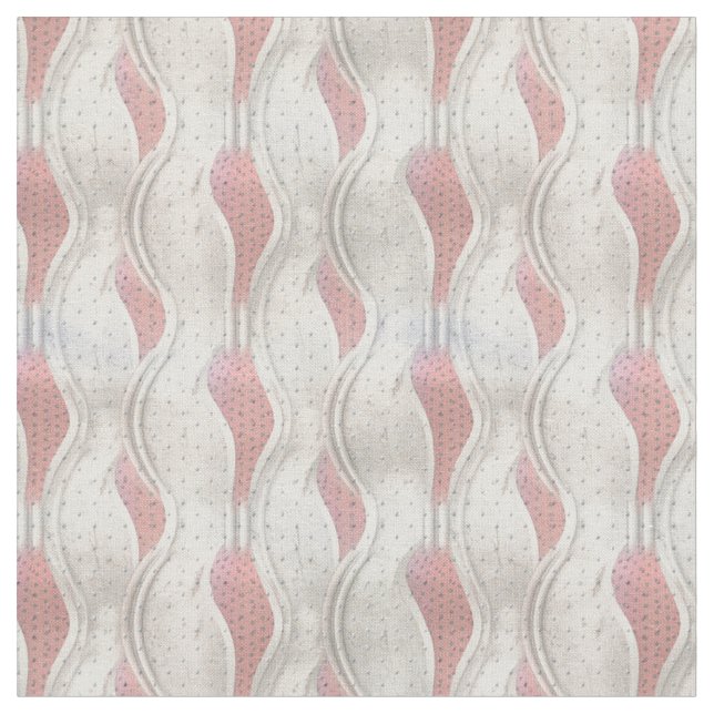 Abstract Bold 3D Metallic Red & Cream Texture repe Fabric (Close Up)