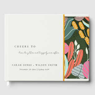 Abstract Bold Colourful Tropical Botanical Wedding Guest Book