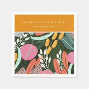 Abstract Bold Colourful Tropical Botanical Wedding Napkin