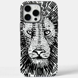 Abstract Bold Lion Face Illustration iPhone 16 Pro Max Case