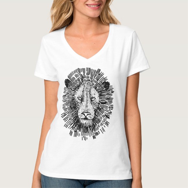 Abstract Bold Lion Face Illustration T-Shirt (Front)