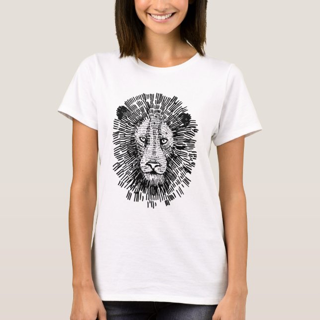 Abstract Bold Lion Face Illustration T-Shirt (Front)