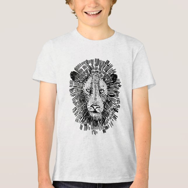 Abstract Bold Lion Face Illustration Tri-Blend Shirt (Front)