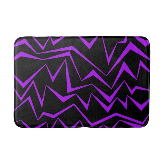 Abstract, bold, vibrant geometric zigzag pattern bath mat (Front)