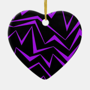 Abstract, bold, vibrant geometric zigzag pattern ceramic tree decoration