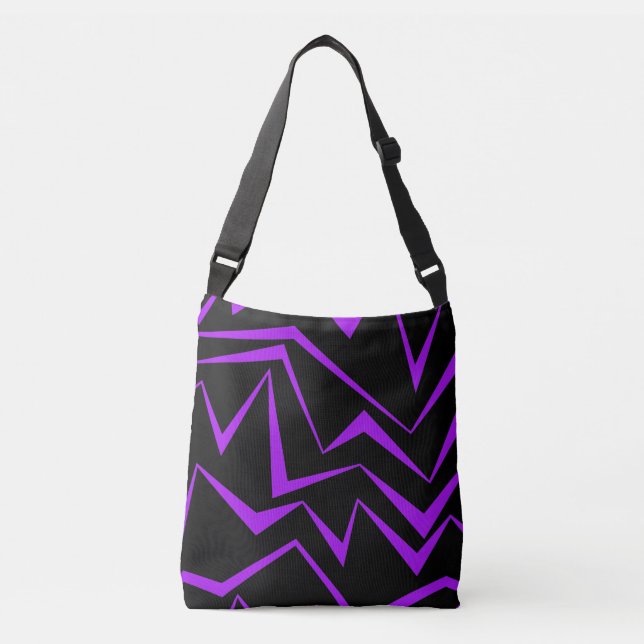 Abstract, bold, vibrant geometric zigzag pattern crossbody bag (Front)