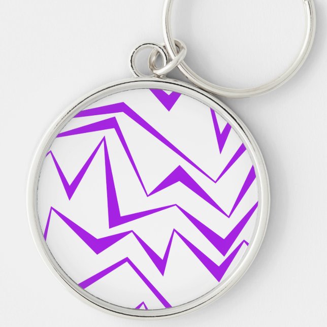 Abstract, bold, vibrant geometric zigzag pattern key ring (Front)