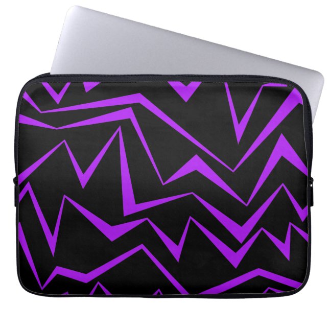 Abstract, bold, vibrant geometric zigzag pattern laptop sleeve (Front)