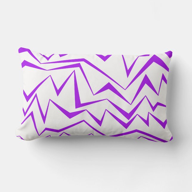 Abstract, bold, vibrant geometric zigzag pattern lumbar cushion (Front)