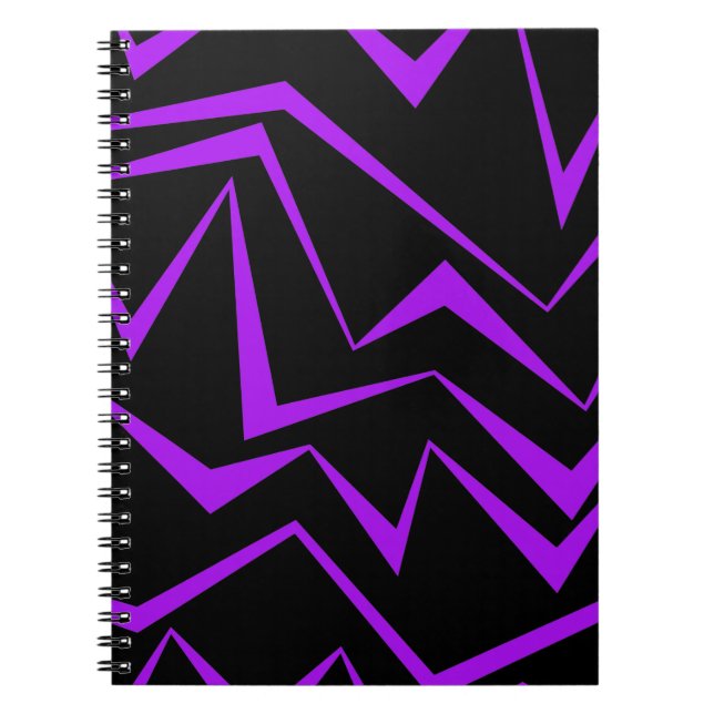 Abstract, bold, vibrant geometric zigzag pattern notebook (Front)