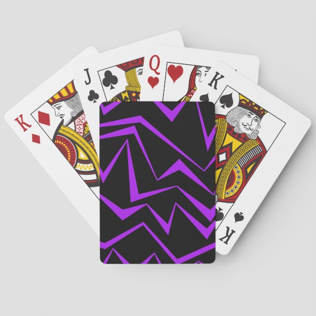 Abstract, bold, vibrant geometric zigzag pattern playing cards (Back)