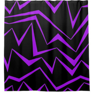 Abstract, bold, vibrant geometric zigzag pattern shower curtain