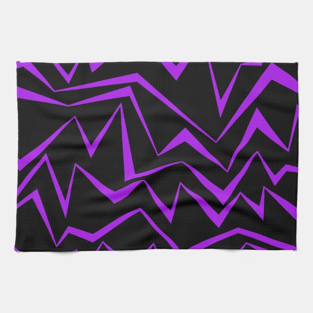 Abstract, bold, vibrant geometric zigzag pattern tea towel (Horizontal)