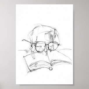 Abstract Book Lover Portrait Poster