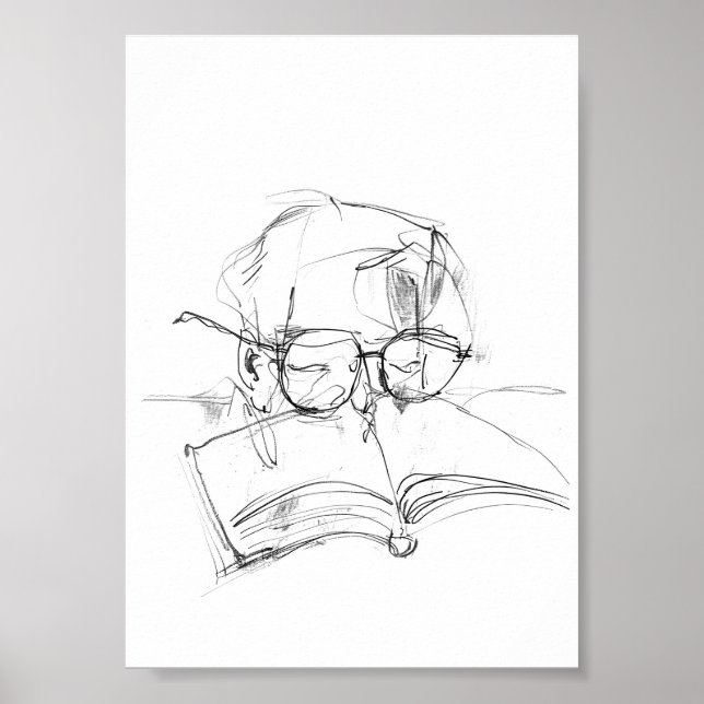 Abstract Book Lover Portrait Poster (Front)