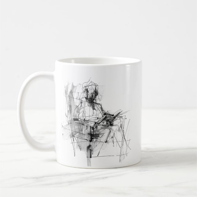 Abstract Book Reader Coffee Mug (Left)