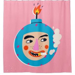 Abstract boom face shower curtain