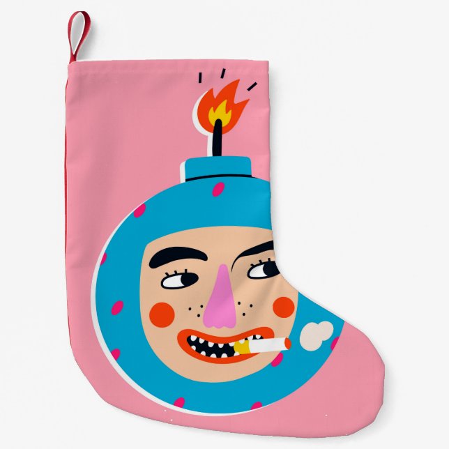 Abstract boom face small christmas stocking (Front)