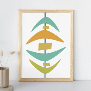 Abstract Boomerang Mid Century Modern Style Poster
