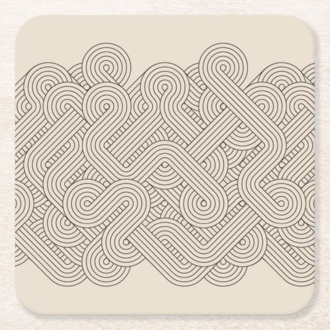 Abstract border square paper coaster (Front)
