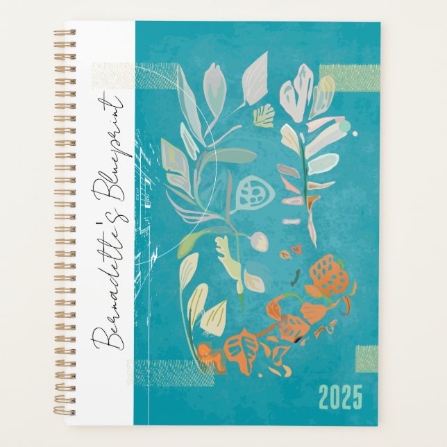 Abstract Botanical Art Deco Inspired Modern Chic Planner (Front)