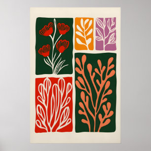 Abstract Botanical Art Print Boho Floral