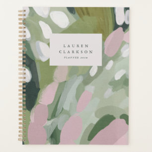 Abstract Botanical Blush Green Planner