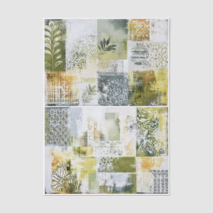 Abstract Botanical Collage in Green EN9 Decoupage Tissue Paper