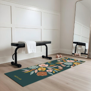 Abstract Botanical Floral & Leaf Oil Painting Yoga Mat