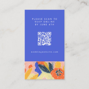 Abstract Botanical Fun Wedding QR Code RSVP Card