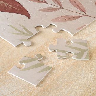 Abstract Botanical Jigsaw Puzzle – Earthy Leaves 
