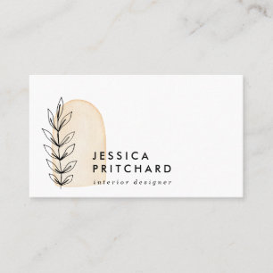 Abstract Botanical Leaf & Arch Social Media Business Card