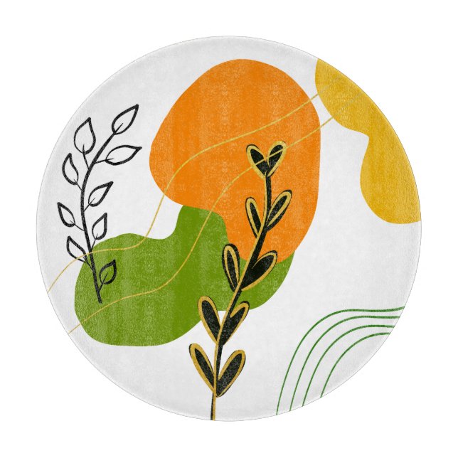 Abstract Botanical Leaf Cutting Board (Front)