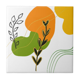 Abstract Botanical Leaf Tile