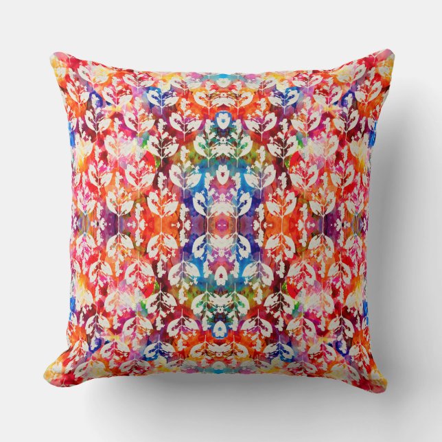 Abstract botanical leaves cushion (Front)