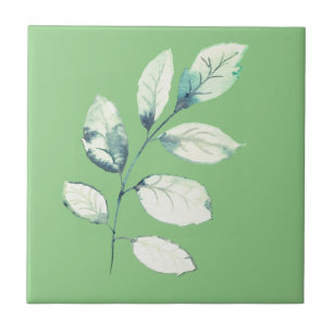 Abstract Botanical on Green Tile