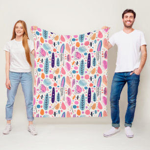Abstract Botanical Pattern Pastel BOHO Chic Fleece Blanket