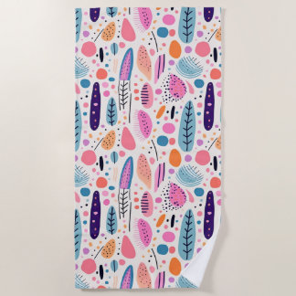 Abstract Botanical Pattern Pastel Colours BOHO Chi Beach Towel