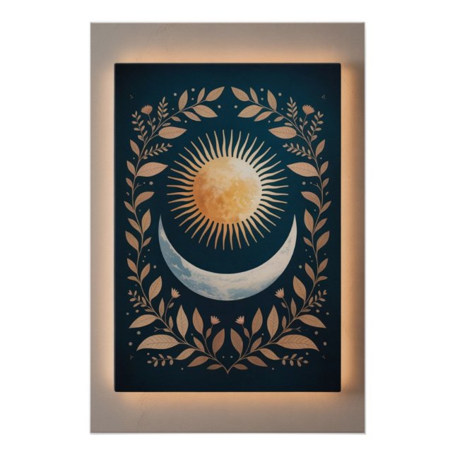 Abstract Botanical Rising Sun Lunar Grow Poster (Front)